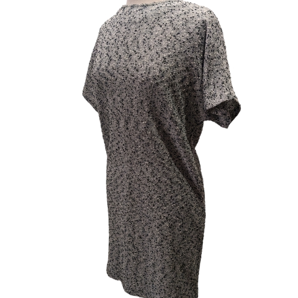 Cassidy Vintage Gray Knit V back Shift Midi Dress